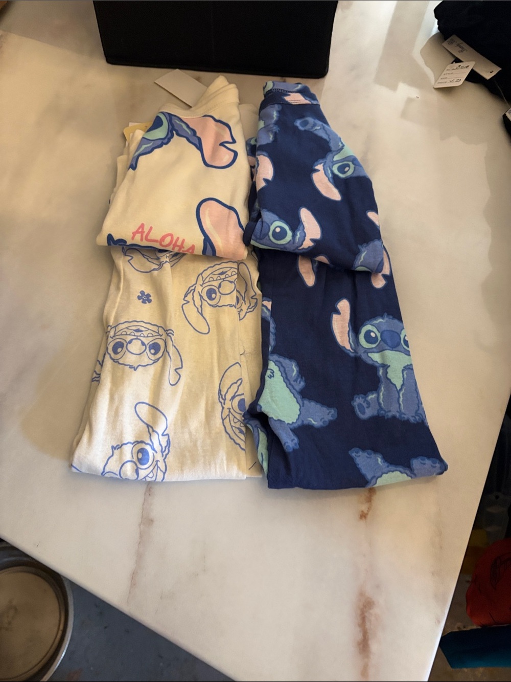 Kids Two-Piece Cartoon Stitch Matching Set - Navy & White